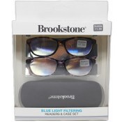 Wholesale - 2pk Brookstone Blue Light Filtering Glasses Set w/Case Asst Power C/P 36, UPC: 085612209003